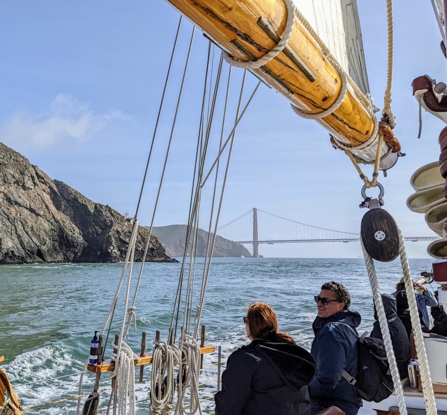 Nature Sail under Golden Gate Bridge on SF Bay